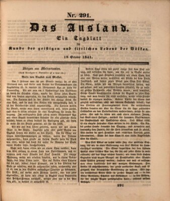 Das Ausland Montag 18. Oktober 1841