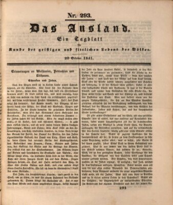 Das Ausland Mittwoch 20. Oktober 1841