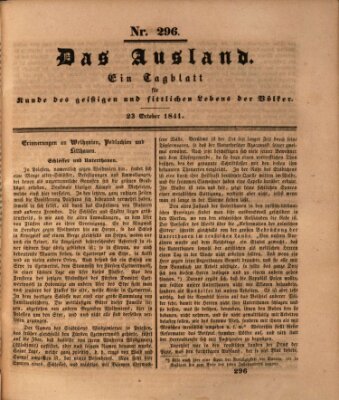 Das Ausland Samstag 23. Oktober 1841