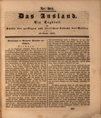 Das Ausland Donnerstag 28. Oktober 1841