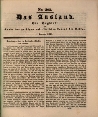 Das Ausland Montag 1. November 1841