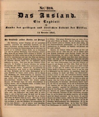 Das Ausland Sonntag 14. November 1841