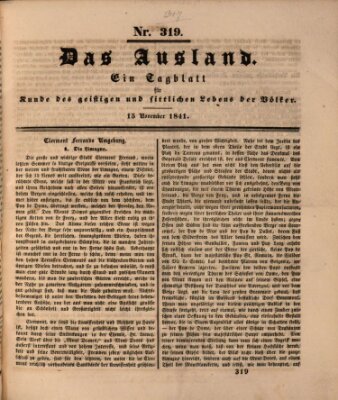 Das Ausland Montag 15. November 1841