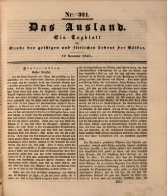 Das Ausland Mittwoch 17. November 1841