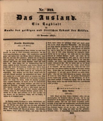 Das Ausland Freitag 19. November 1841