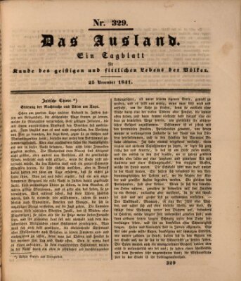 Das Ausland Donnerstag 25. November 1841