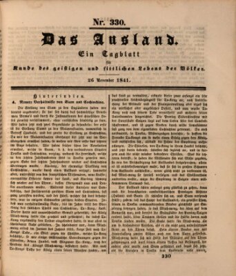 Das Ausland Freitag 26. November 1841