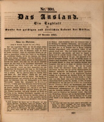 Das Ausland Samstag 27. November 1841