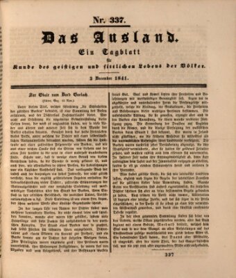 Das Ausland Freitag 3. Dezember 1841