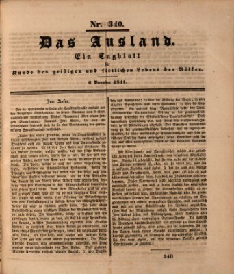 Das Ausland Montag 6. Dezember 1841