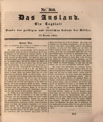 Das Ausland Sonntag 19. Dezember 1841