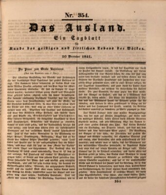 Das Ausland Montag 20. Dezember 1841