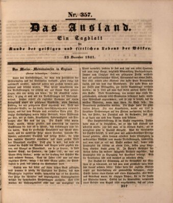 Das Ausland Mittwoch 22. Dezember 1841