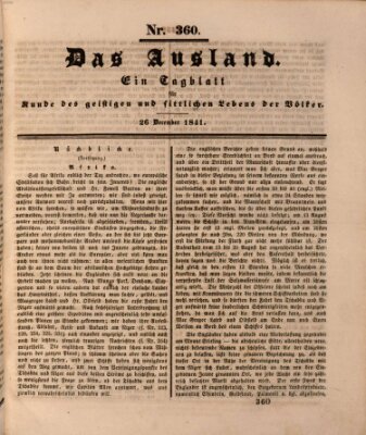 Das Ausland Sonntag 26. Dezember 1841