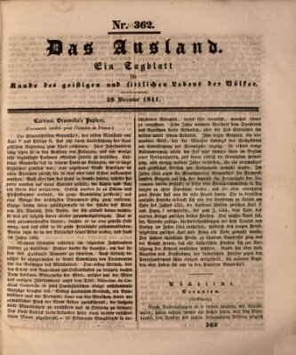 Das Ausland Dienstag 28. Dezember 1841