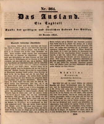 Das Ausland Donnerstag 30. Dezember 1841