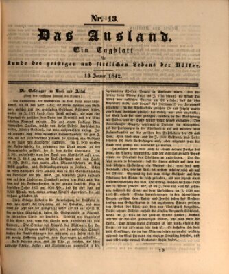 Das Ausland Donnerstag 13. Januar 1842