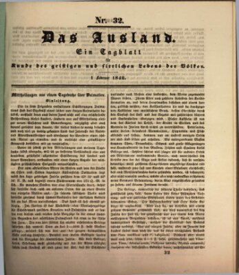 Das Ausland Dienstag 1. Februar 1842