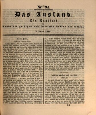 Das Ausland Donnerstag 3. Februar 1842