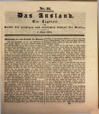 Das Ausland Freitag 4. Februar 1842