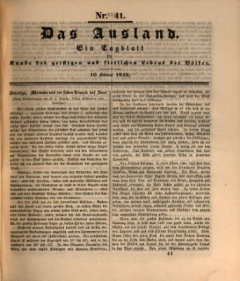 Das Ausland Donnerstag 10. Februar 1842