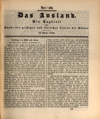 Das Ausland Freitag 18. Februar 1842