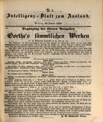 Das Ausland Montag 28. Februar 1842