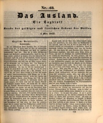 Das Ausland Freitag 4. März 1842