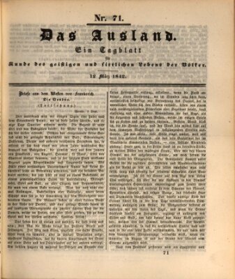 Das Ausland Samstag 12. März 1842