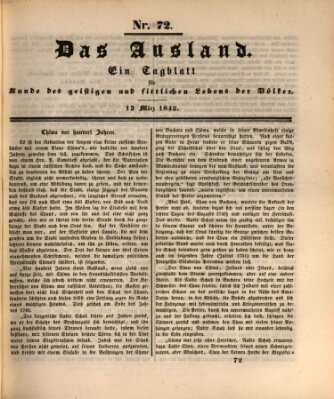 Das Ausland Sonntag 13. März 1842