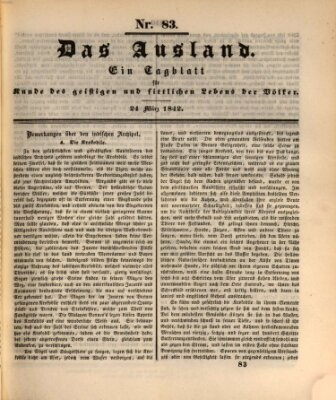 Das Ausland Donnerstag 24. März 1842