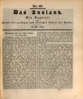 Das Ausland Montag 28. März 1842