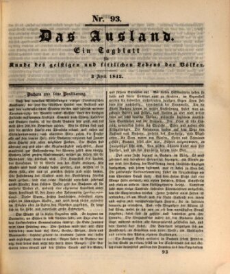 Das Ausland Sonntag 3. April 1842