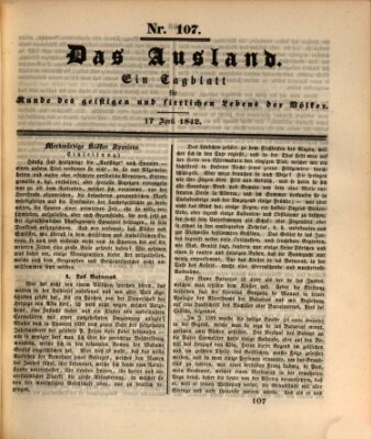 Das Ausland Sonntag 17. April 1842