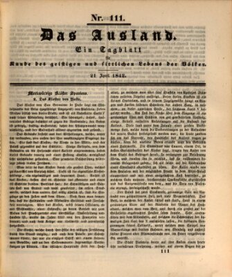 Das Ausland Donnerstag 21. April 1842