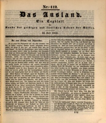 Das Ausland Freitag 22. April 1842