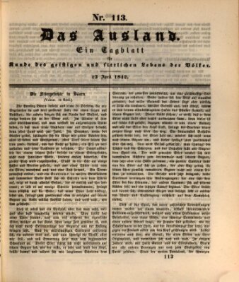 Das Ausland Samstag 23. April 1842