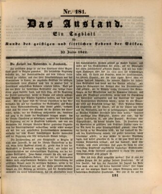 Das Ausland Donnerstag 30. Juni 1842