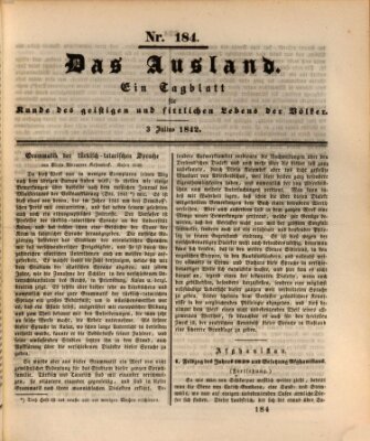 Das Ausland Sonntag 3. Juli 1842