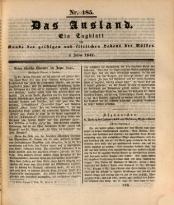 Das Ausland Montag 4. Juli 1842