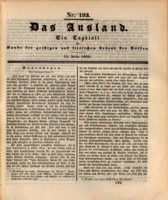 Das Ausland Dienstag 12. Juli 1842