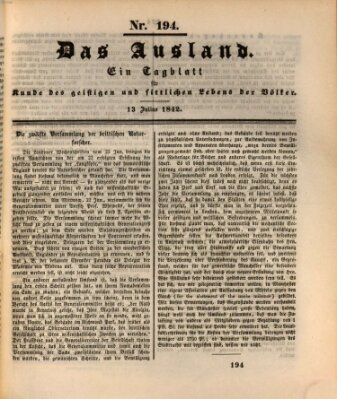 Das Ausland Mittwoch 13. Juli 1842