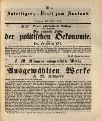 Das Ausland Sonntag 31. Juli 1842