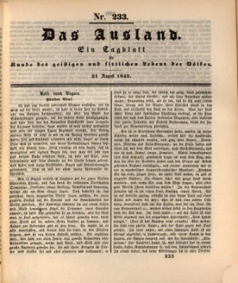 Das Ausland Sonntag 21. August 1842