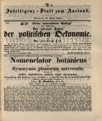 Das Ausland Mittwoch 31. August 1842