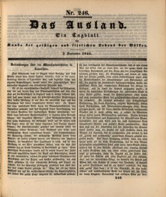 Das Ausland Samstag 3. September 1842