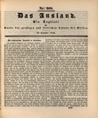 Das Ausland Sonntag 25. September 1842