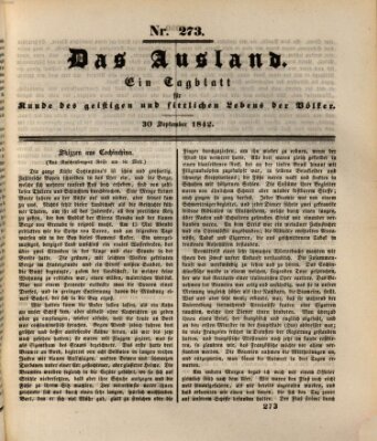 Das Ausland Freitag 30. September 1842