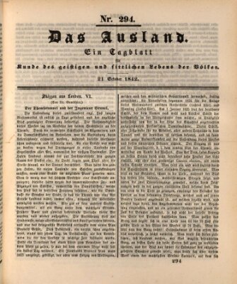 Das Ausland Freitag 21. Oktober 1842