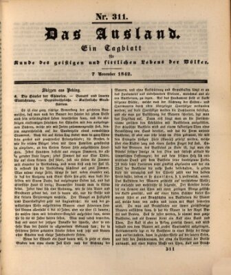 Das Ausland Montag 7. November 1842